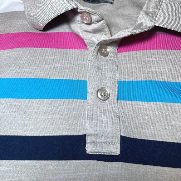 Callaway Golf Polo Shirt Mens Large Striped Breathable Activewear Performance - Picture 8 of 12